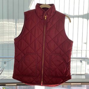 J Crew Maroon/Burgundy/Red Puffer Vest Quilted